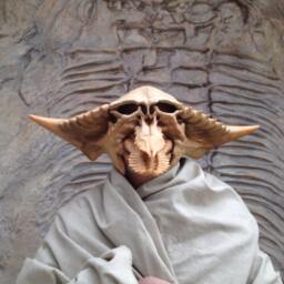 Handmade Fantasy Skull Mask Helmet, Alien Masquerade Headpiece - thumbnail 2