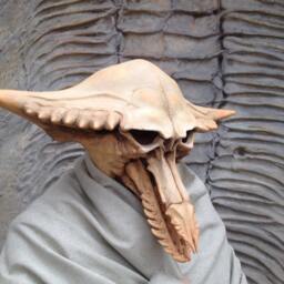 Handmade Fantasy Skull Mask Helmet, Alien Masquerade Headpiece - thumbnail 4