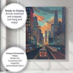 Contemporary New York Skyline Subway Sunset Cityscape Canvas Wall Art Print Decor Picture Ready To Hang - thumbnail 3