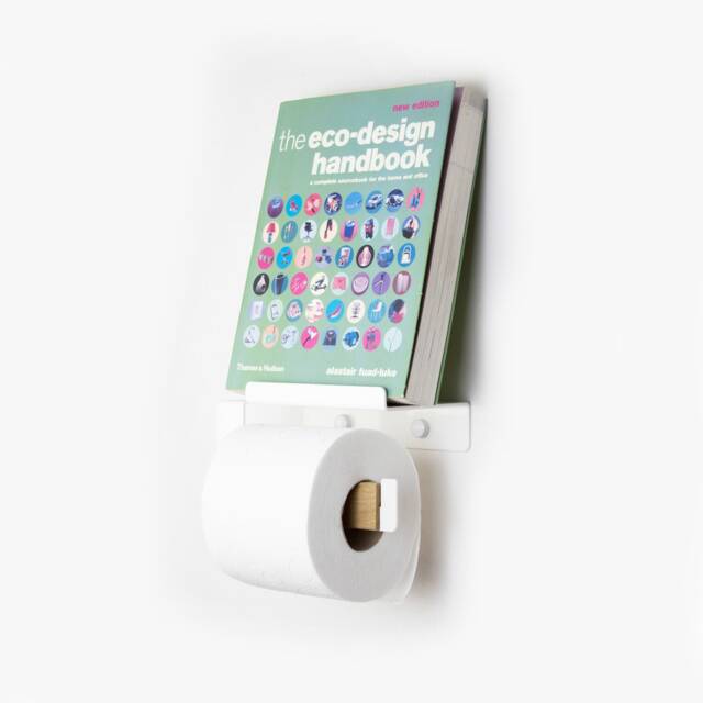 Mid Century Modern Tissue Holder/Metal Toilet Paper With A Shelf in Minimalist Style Black Roll Wth Cellphone Shelf - image 1