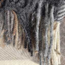 Blanket/Throw, 100% Pure New Wool, Grey, White, Tan, C/W Fringe Edge 140x185cms - thumbnail 3