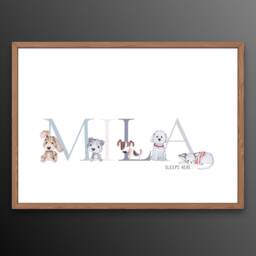 Personalised Child's Bedroom Print, Dog Name Nursery Decor, Girl's Picture, Keepsake Gift Idea - thumbnail 2