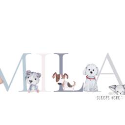 Personalised Child's Bedroom Print, Dog Name Nursery Decor, Girl's Picture, Keepsake Gift Idea - thumbnail 3