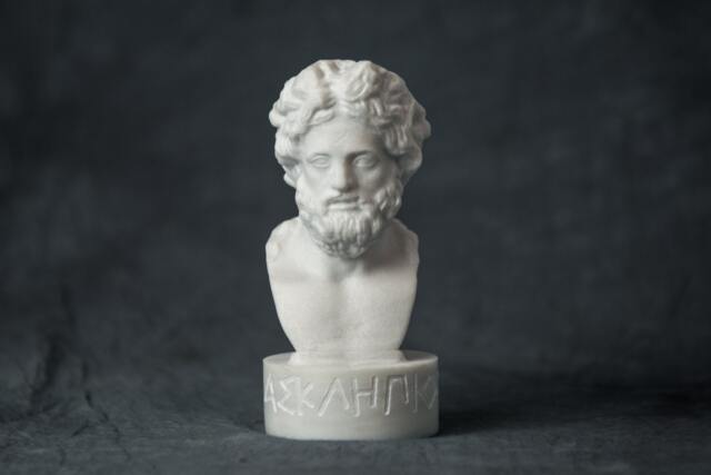 Marble Bust Of Asclepius Carved Greek Marble Statue Figurine Artist Sculpture - image 1