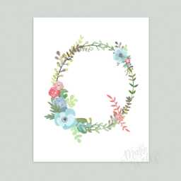 Floral Letter Art Print Hand-Painted Initial, Nursery Decor - thumbnail 2