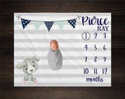 Puppy Dog Milestone Blanket, Monthly Growth Tracker, Baby Shower Gift For Mom To Be, Personalized Custom Gift, Keepsake - thumbnail 1