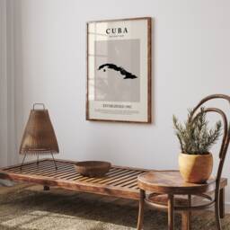 Cuba Map Vintage Abstract Wall Art Print Picasso + Matisse Inspired Travel Poster - thumbnail 3