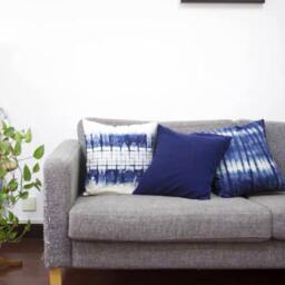 Shibori Indigo Pillow Cover, Tie Dye Pillowcase , Hand Dyed , Dorm Warming /Wedding Gift , Cotton/Linen.45x45cm(18x18In - thumbnail 3