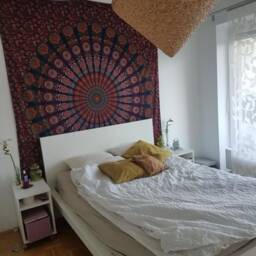 Peacock Feather Mandala Wall Hanging, Blue, Green, Orange, Approx. 210 X 230 cm, Indian Tapestry, Handmade in India, 100% Cotton Hanging - thumbnail 4