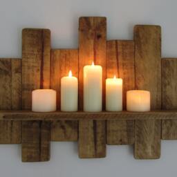 81cm Reclaimed Pallet Wood Floating Shelf/Led Candle Holder Shabby Chic Shelving Kitchen 7 Colour Options - thumbnail 2