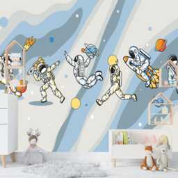 Astronaut Sports Kids Room Wallpaper, Peel & Stick Mural - thumbnail 3