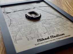 Etihad Stadium Wall Art Laser Engraved Wood, Manchester City Fc Gift - thumbnail 1
