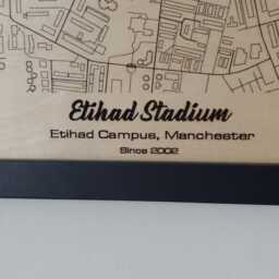 Etihad Stadium Wall Art Laser Engraved Wood, Manchester City Fc Gift - thumbnail 3
