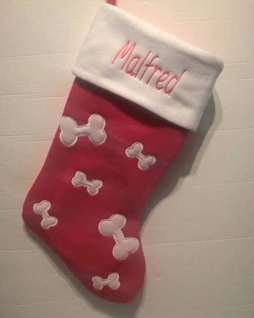 Personalised Christmas Stocking - Dog Bone, Personalized Stocking, Pet Gift For Pet, Puppy, Doggy, Animal Lover, Family Dog