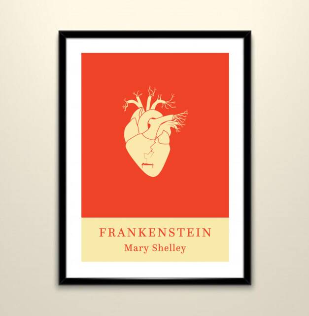Frankenstein Print, Gifts For Book Lovers & Readers, Mary Shelley, Gothic Reading - image 1