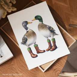 Duck Print, Boot Room Decor, Animal Wall Prints, Kitchen Funny Posters, Illustration, Home Decor Gifts, Art - thumbnail 1