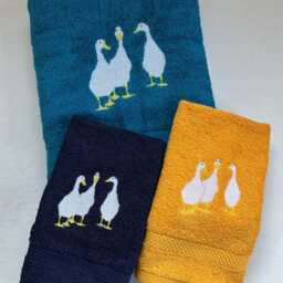 Embroidered Towel With Geese - Guest Towel, Hand Or Bath - 100% Cotton Bathroom, Kitchen, Sauna Gift Idea & Decoration - thumbnail 2