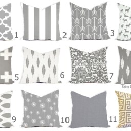 Gray Pillow Covers - & White Throw Pillows Decorative Euro Sham Couch Accent - thumbnail 2