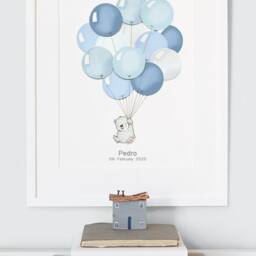 Blue Balloon Bunch, Unframed Print, Polar Bear Illustration, Boy's Nursery Art, Baby Boy, Archival UK Art - thumbnail 2