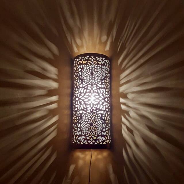 Set Of 2 Handmade Moroccan Brass Wall Sconce, Art Decor Lamp - image 1