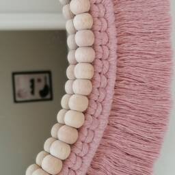 Nursery Wall Decor, Blush Mirror , Boho Hanging Macrame Woven Round Mirror, Express Shipping - thumbnail 2