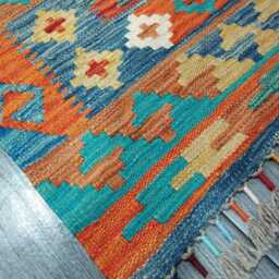 Classic Runner Rug, Handmade Artisan Afghan Turkish Scandinavian Navajo Bohemian Wool Flatweave Multicolour Kilim Rug 193x62 cm - thumbnail 2