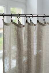 Sheer Linen Curtain For Clips, Curtains Made With Muslin From Europe - thumbnail 1