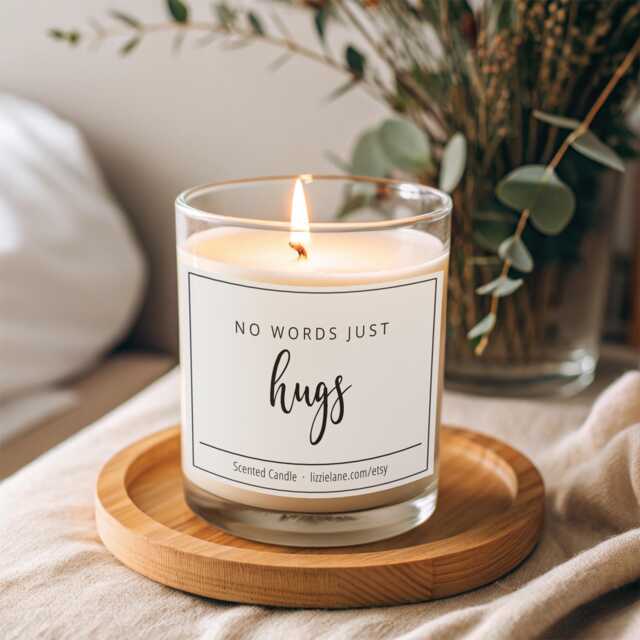 No Words Just Hugs Sympathy Gift, Thinking Of You Candle, For Her Him, Sending in A Grief Gift For Friend, Get Well Soon - image 1