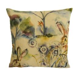 Voyage - Grassmere Sweetpea Sweet Countryside Fox & Hare Cushion Cover Handmade Throw Pillow Designer Home Decor - thumbnail 3