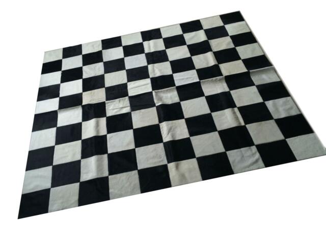 Cowhide Patchwork Rug. Black White Checkers Amazing Design 2M X 6.6Ft Squares 8 - image 1