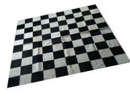 Cowhide Patchwork Rug. Black White Checkers Amazing Design 2M X 6.6Ft Squares 8 - thumbnail 1