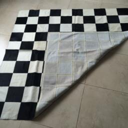 Cowhide Patchwork Rug. Black White Checkers Amazing Design 2M X 6.6Ft Squares 8 - thumbnail 3