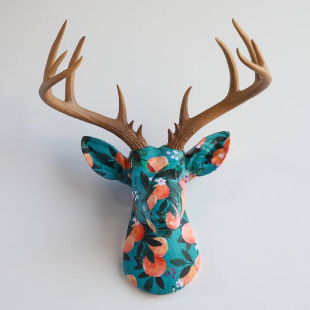 Faux Taxidermy Deer Head Fabric Wall Mount - Decor Teal Clementines Fad5600 - image 1