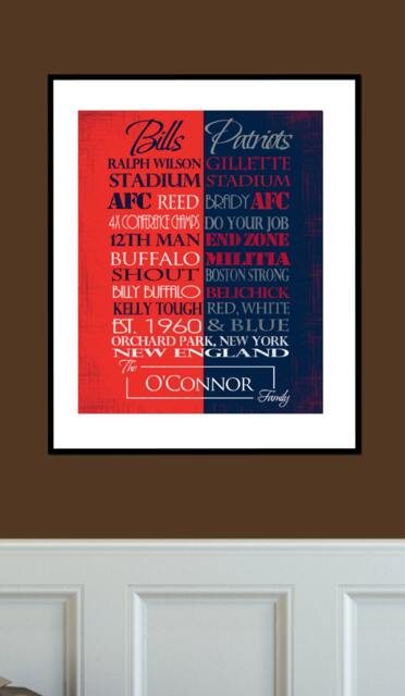 Buffalo Bills/New England Patriots House Divided Print Or Canvas Housewarming Gift For Couplevalentines Day Him - image 1
