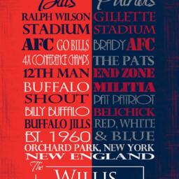 Buffalo Bills/New England Patriots House Divided Print Or Canvas Housewarming Gift For Couplevalentines Day Him - thumbnail 2