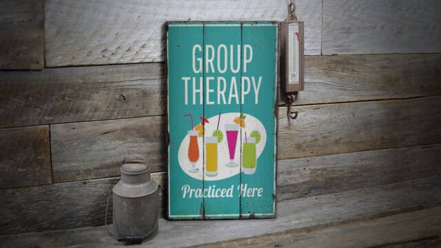 Group Therapy Drinks, Friends Drinking, Come For Therapy, Drink Fun Sign, Wooden Sale Decor, Wall Decor - Old Signs - image 1