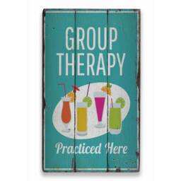 Group Therapy Drinks, Friends Drinking, Come For Therapy, Drink Fun Sign, Wooden Sale Decor, Wall Decor - Old Signs - thumbnail 2