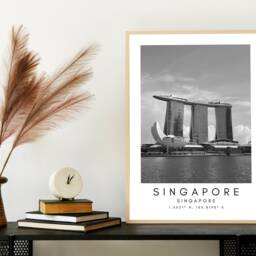 Singapore Skyline Print Black & White Travel Art - thumbnail 2