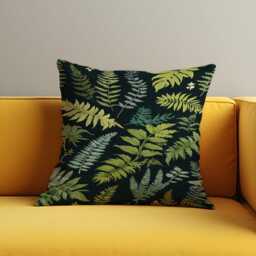 Tropical Fern Cushion Cover, Dark Jungle Leaf Throw Pillow Green & Yellow Tones Botanical Nature Decor, Custom Size Cover - thumbnail 2