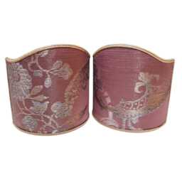 Pair Of Clip-On Shield Shades Mauve & Gold Silk Brocade Rubelli Fabric Madama Butterfly Pattern Mini Lampshade - Handmade in Italy - thumbnail 3