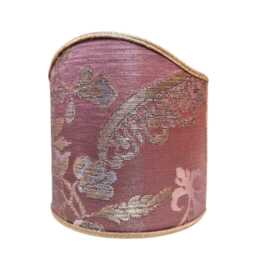 Pair Of Clip-On Shield Shades Mauve & Gold Silk Brocade Rubelli Fabric Madama Butterfly Pattern Mini Lampshade - Handmade in Italy - thumbnail 4