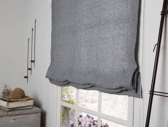 Linen Roman Blind - Shade-Roman in Graphite Color-Hardware Is Included Made To Measure Blind- Custom Blind - image 1