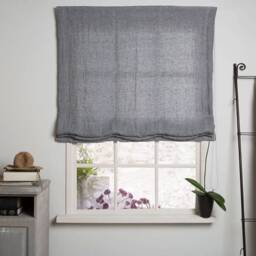 Linen Roman Blind - Shade-Roman in Graphite Color-Hardware Is Included Made To Measure Blind- Custom Blind - thumbnail 2
