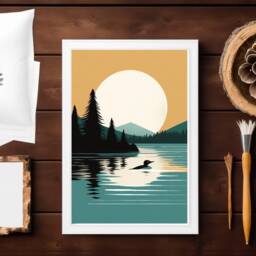 Vintage Loon Print, Lake House Decor, Art, Minnesota Poster, Painting, Fine Art Rustic Cabin - thumbnail 3
