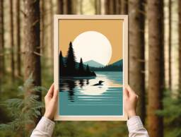 Vintage Loon Print, Lake House Decor, Art, Minnesota Poster, Painting, Fine Art Rustic Cabin - thumbnail 1