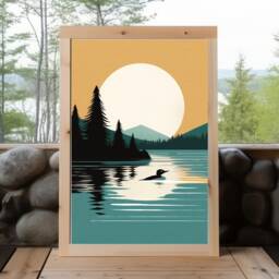 Vintage Loon Print, Lake House Decor, Art, Minnesota Poster, Painting, Fine Art Rustic Cabin - thumbnail 2