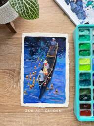 Original Gouache Painting Lanterns On The River, Hoian Vietnam - thumbnail 1
