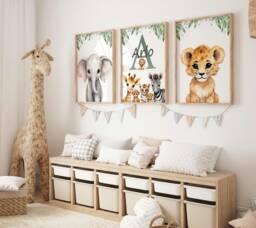 Personalised Safari Animal Nursery Prints Set Of 3 - thumbnail 1