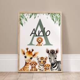 Personalised Safari Animal Nursery Prints Set Of 3 - thumbnail 2