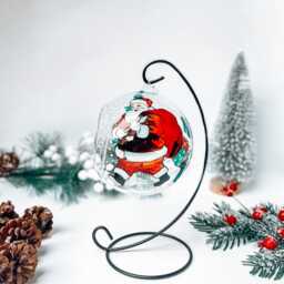 Hand Painted Santa Christmas Candle Holder Glass Bauble Ornament - thumbnail 2